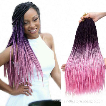 Onst Crochet Hair Ombre Senegalese Twist Synthetic Crochet Braid 24inch 20Roots Braiding Meche Extensions Twists Braids Hair